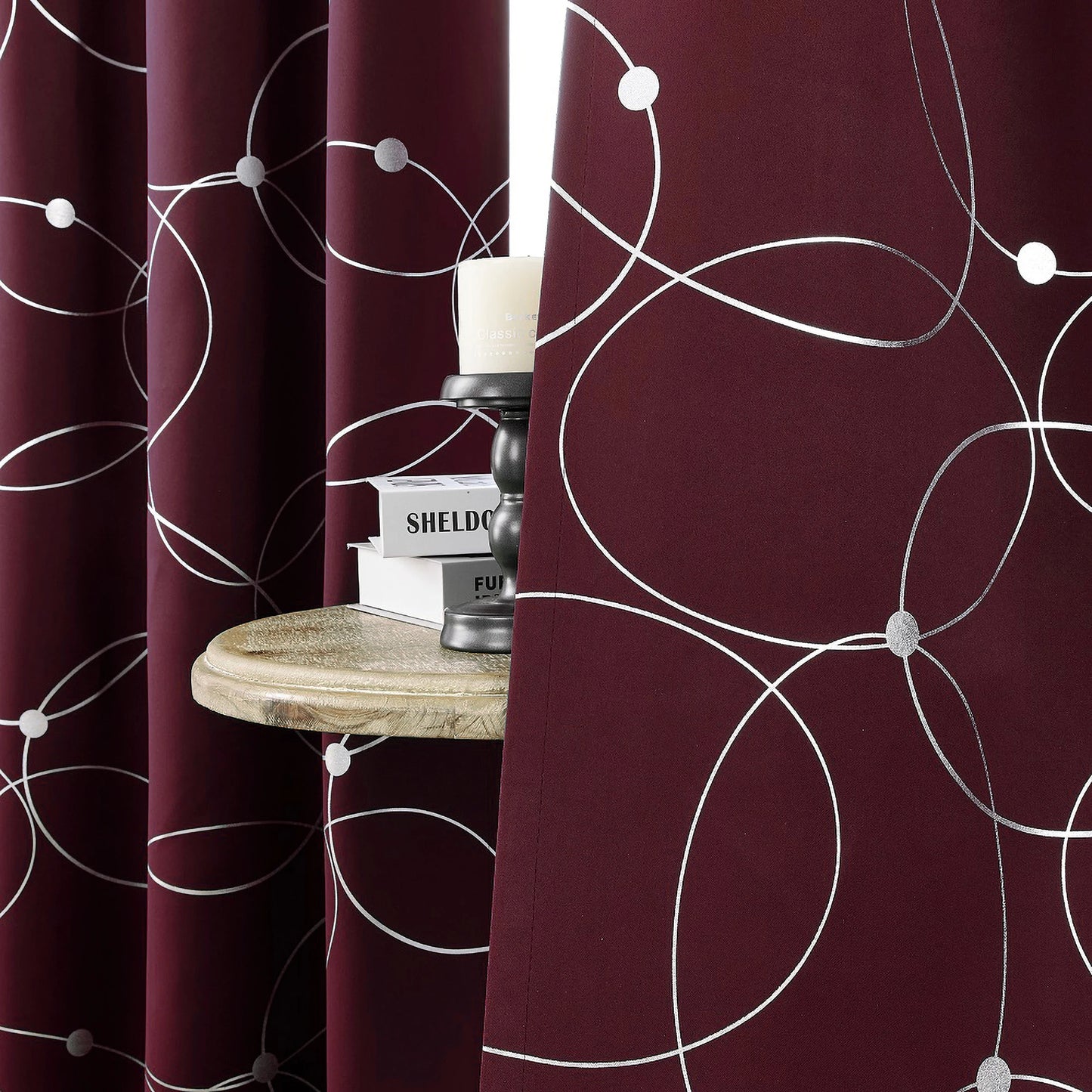 4PCS Blackout Curtains Grommet Thermal Insulated Room Darkening with Circle and Dots Foil Printed for Bedroom - Happy Home Retreat