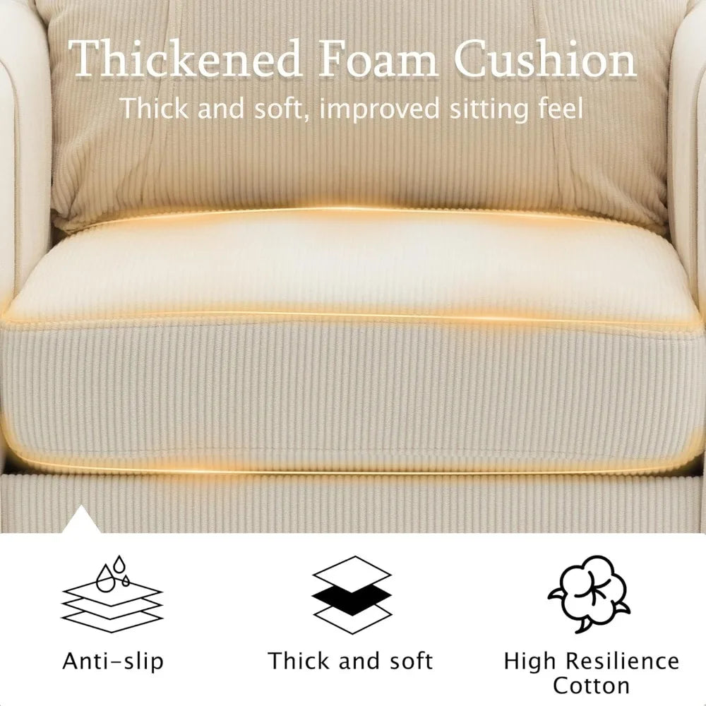 Accent Chair Arm Chair for Living Room Mid Century Modern Upholstered Reading Chair Comfy Club Chair with Side Pockets - Happy Home Retreat