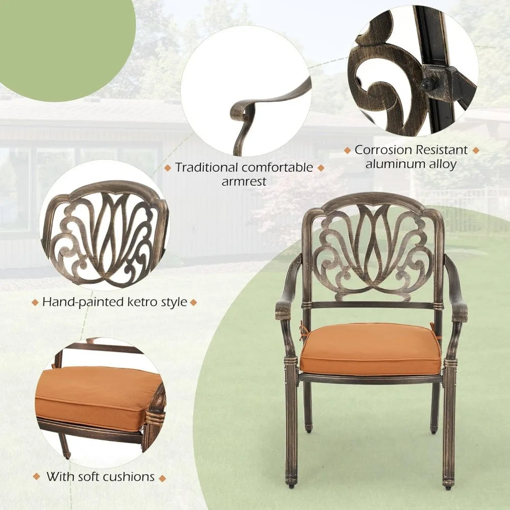 Hi End All Aluminum Patio Furniture Set 9 Piece Outdoor Dining Set with 8 Cushioned Dining Chairs Metal Patio Furniture Set - Happy Home Retreat