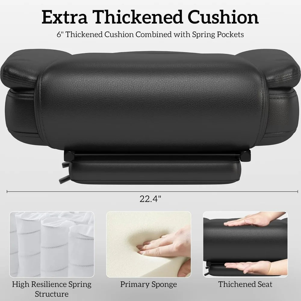 Big And Tall Office Chair 400LBS 160 Degree High Back Reclining Desk Chair With Wide Seat Arms And Footrest Black - Happy Home Retreat