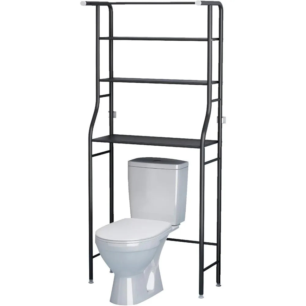 3-Tier Over The Toilet Rack,Bathroom Shelf Space Saver,Corner Stand Storage Organizer Accessories,The Washing Machine,with Hang - Happy Home Retreat