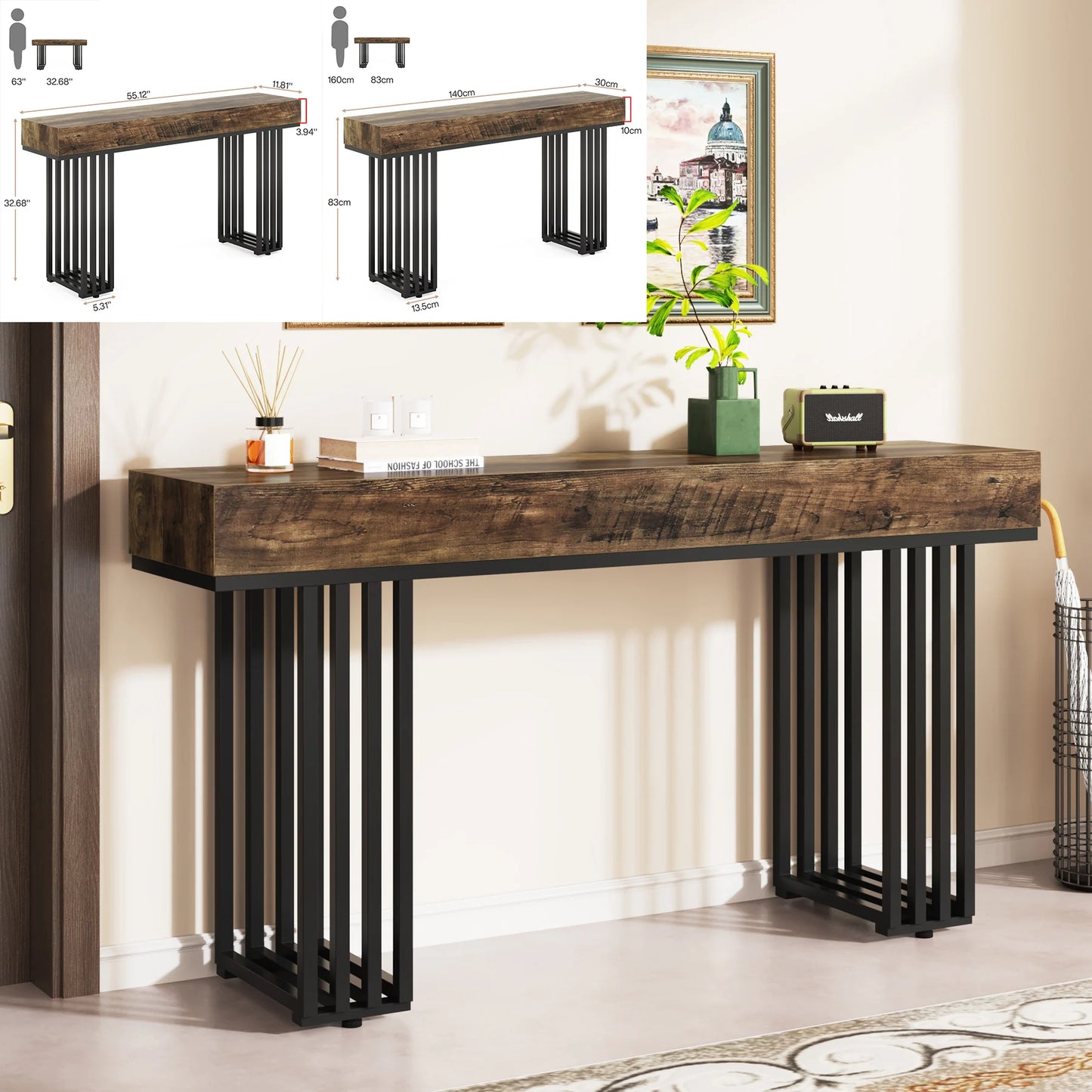 Tribesigns 63 Inch Console Table Behind Couch Farmhouse - Happy Home Retreat