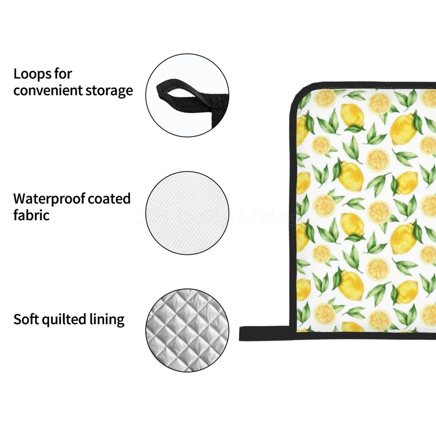 Bright Yellow Lemons Oven Mitts and Pot Holders Set of 4 Non-Slip Hot Pads for Cooking Baking Grilling - Happy Home Retreat