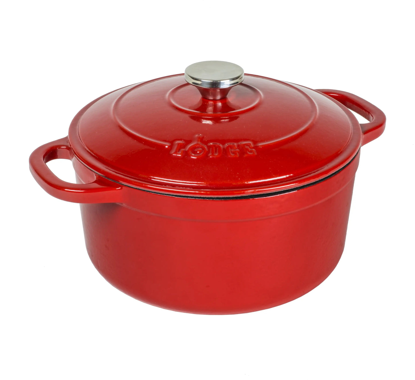 Cast Iron 5.5 Quart Red Enameled Dutch Oven with Stainless Steel Knob and Loop Handles - Happy Home Retreat