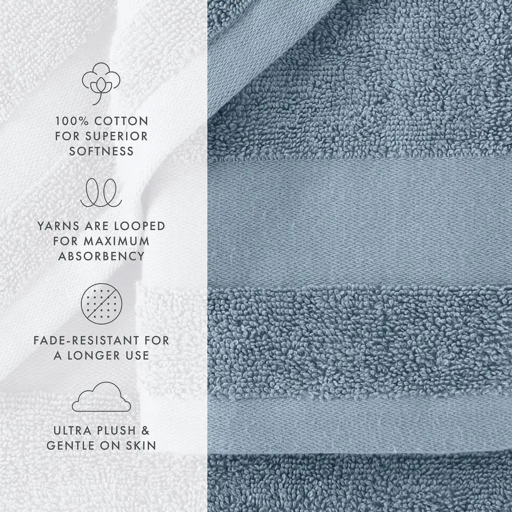 6 Piece Cotton Bath Towel Set Luxury Soft Fade Resistant Low Lint Machine Washable Hotel Quality Towels - Happy Home Retreat