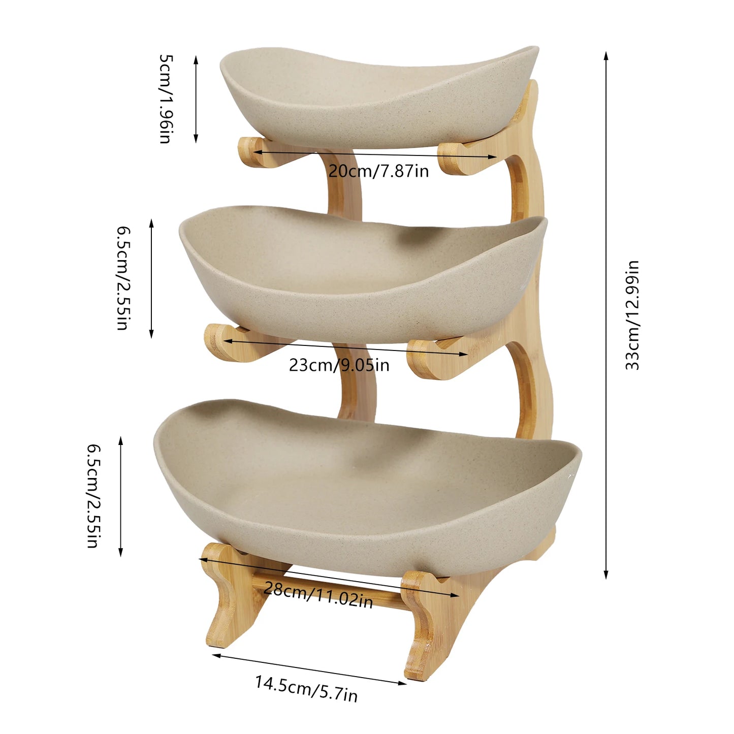Three Layer Ceramic Fruit Plate Modern Style Bowls Vegetable Basket Holder for Home Living Room - Happy Home Retreat