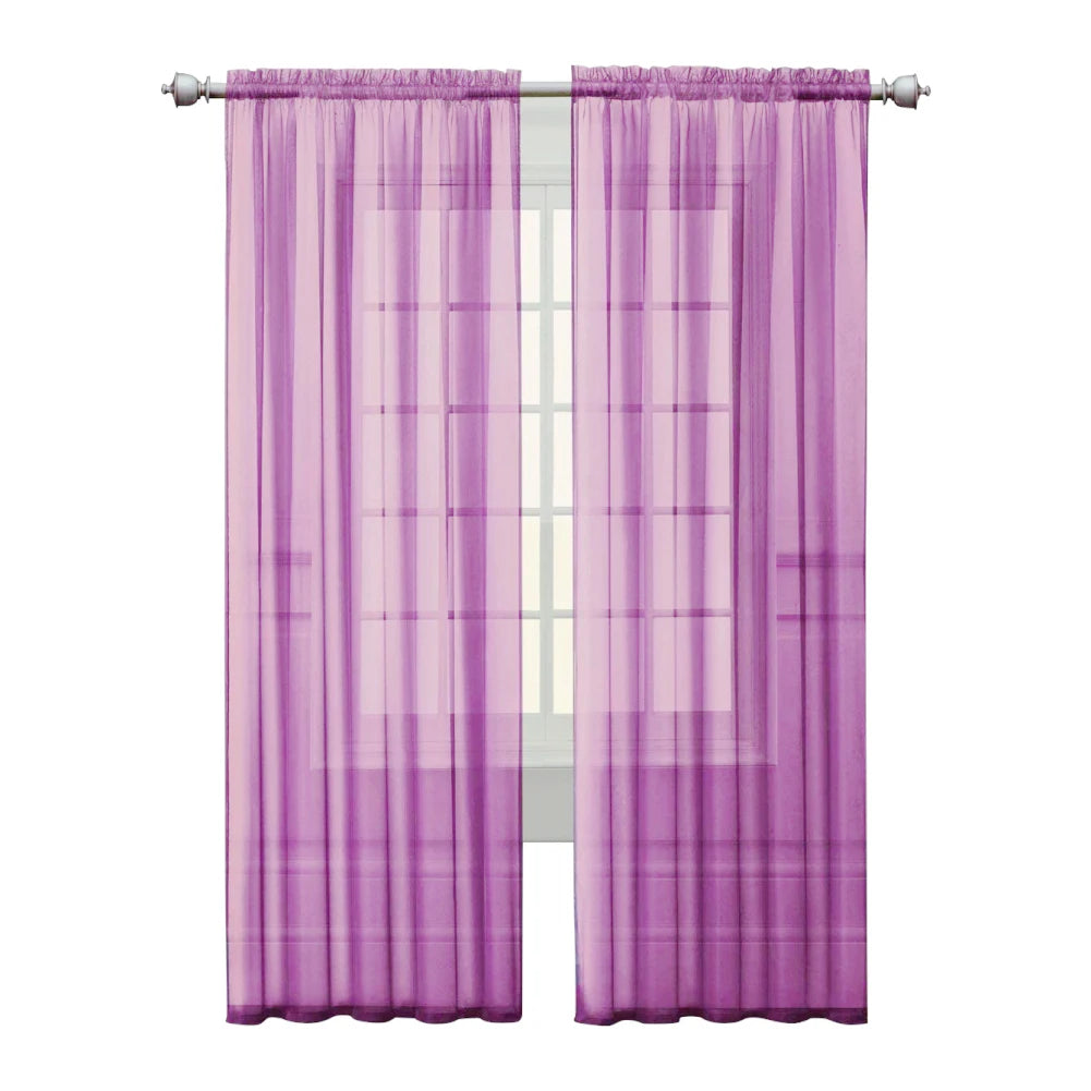 1 Panel Faux Linen Textured Lilac Semi Sheer Curtains for Living Room Kids Room Bedroom Light Filtering Voile Curtain - Happy Home Retreat