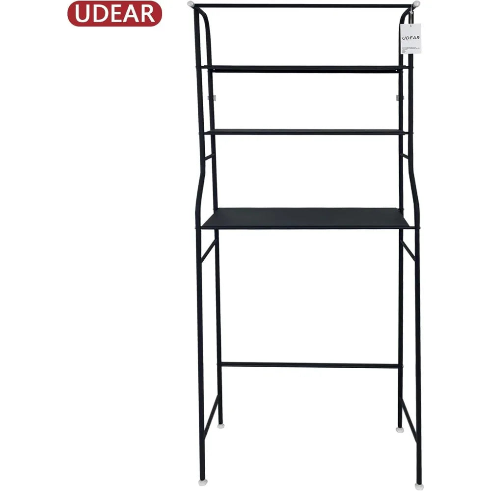 3-Tier Over The Toilet Rack,Bathroom Shelf Space Saver,Corner Stand Storage Organizer Accessories,The Washing Machine,with Hang - Happy Home Retreat