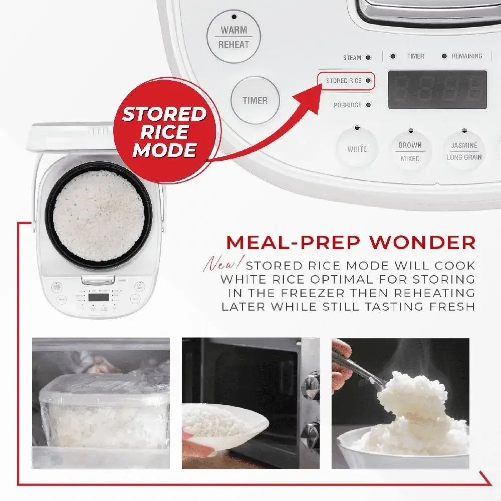 Rice Cooker 12 Cup Capacity LCD Display Nonstick Pot Fuzzy Logic 13 Menu Options - Happy Home Retreat