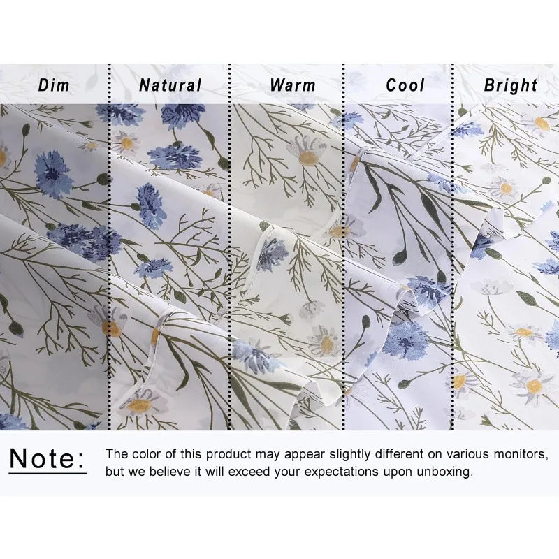 100 Percent Cotton Queen Size Sheet Set 4 Pieces Soft Breathable Percale Weave Deep Pocket 16 Inch Hotel Standard Crisp Cool Durable Floral Bed Sheet - Happy Home Retreat