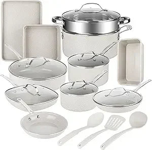 Granitestone 20 Piece Ceramic Cookware Set Nonstick Premium Pots and Pans Set for Kitchen with Bakeware and Cooking Utensils - Happy Home Retreat