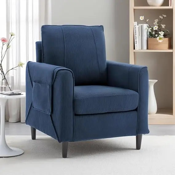 Accent Chair Arm Chair for Living Room Mid Century Modern Upholstered Reading Chair Comfy Club Chair with Side Pockets - Happy Home Retreat