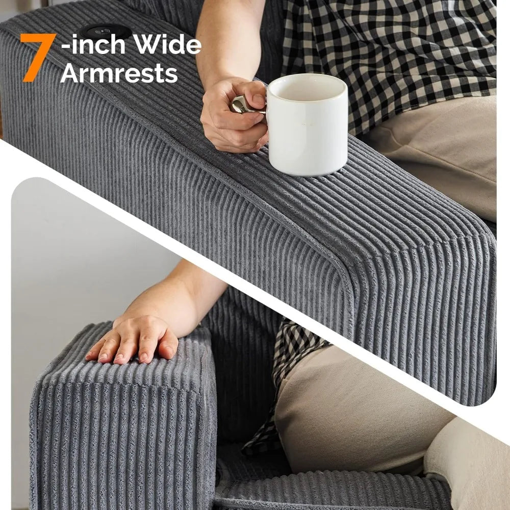 83 Inch Modern Loveseat Sofa Couch for Living Room Dark Gray Cloud Feel Comfy Deep Seat Corduroy Sofa with Wide Arms - Happy Home Retreat
