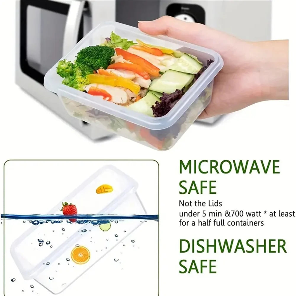 10 Pieces BPA-Free Reusable Square Kitchen Storage Containers Set 840ml Microwave Freezer Safe Dishwasher Friendly - Happy Home Retreat