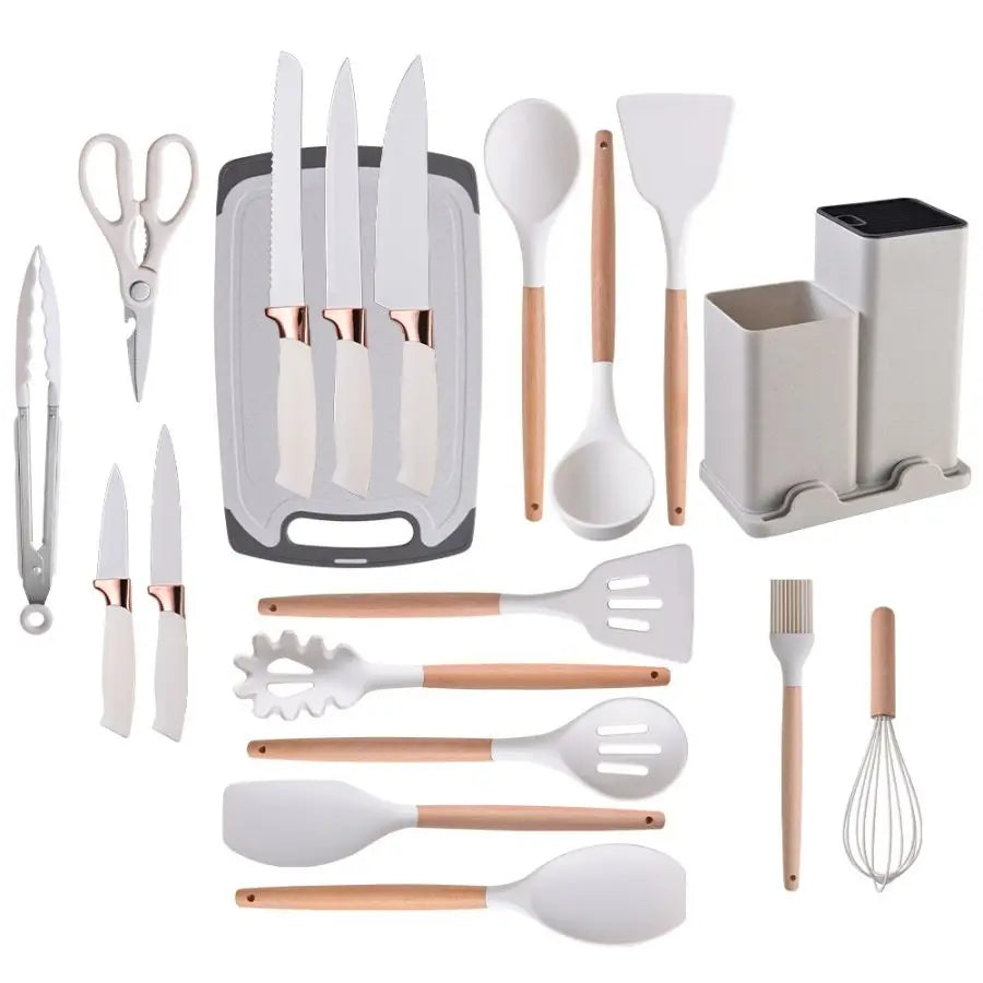 19 Piece Food Grade Silicone Kitchenware Set Spatula Knife - Happy Home Retreat