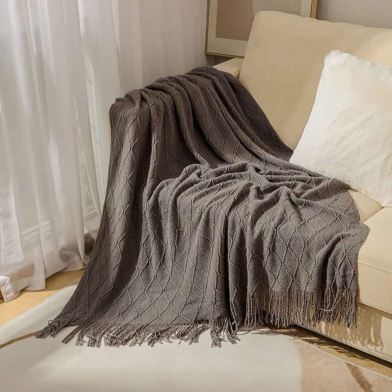Throw Blanket for Couch Soft Living Room Home Decor Knitted Twin Size Outdoor Lightweight Breathable Summer Warm Woven - Happy Home Retreat