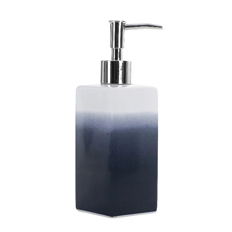 17 Piece Indigo Shibori Stripe Polyester Ceramic Shower Curtain and Bathroom Accessory Set Blue Print - Happy Home Retreat