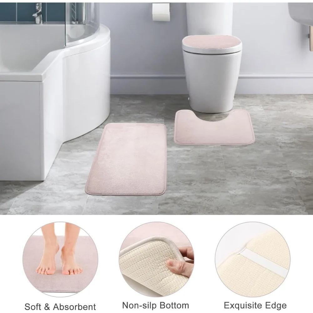 Beige Bathroom Set with Shower Curtain and Rugs 25 Pieces Complete - Trash Can, Soap Dispenser, Soap Dish, Toilet Brush, Toothbr - Happy Home Retreat