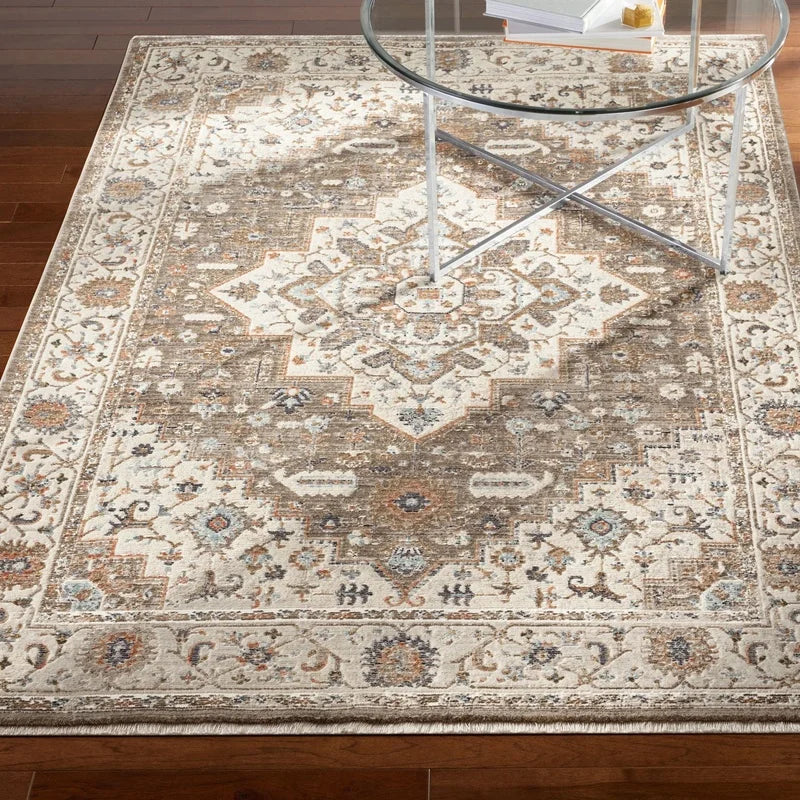 Multicolor Medallion Area Rug Indoor Non-Slip Durable Polypropylene Stylish Cushion Soft High Traffic Living Room Bedroom 5'x7'2 - Happy Home Retreat