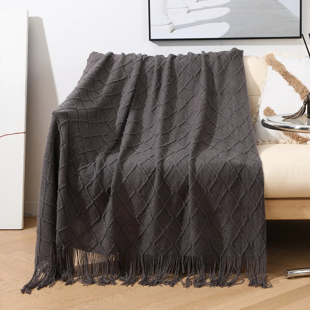 Throw Blanket for Couch Soft Living Room Home Decor Knitted Twin Size Outdoor Lightweight Breathable Summer Warm Woven - Happy Home Retreat