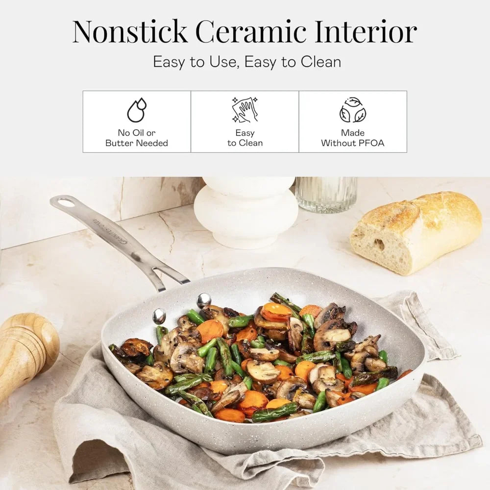 Granitestone 20 Piece Ceramic Cookware Set Nonstick Premium Pots and Pans Set for Kitchen with Bakeware and Cooking Utensils - Happy Home Retreat