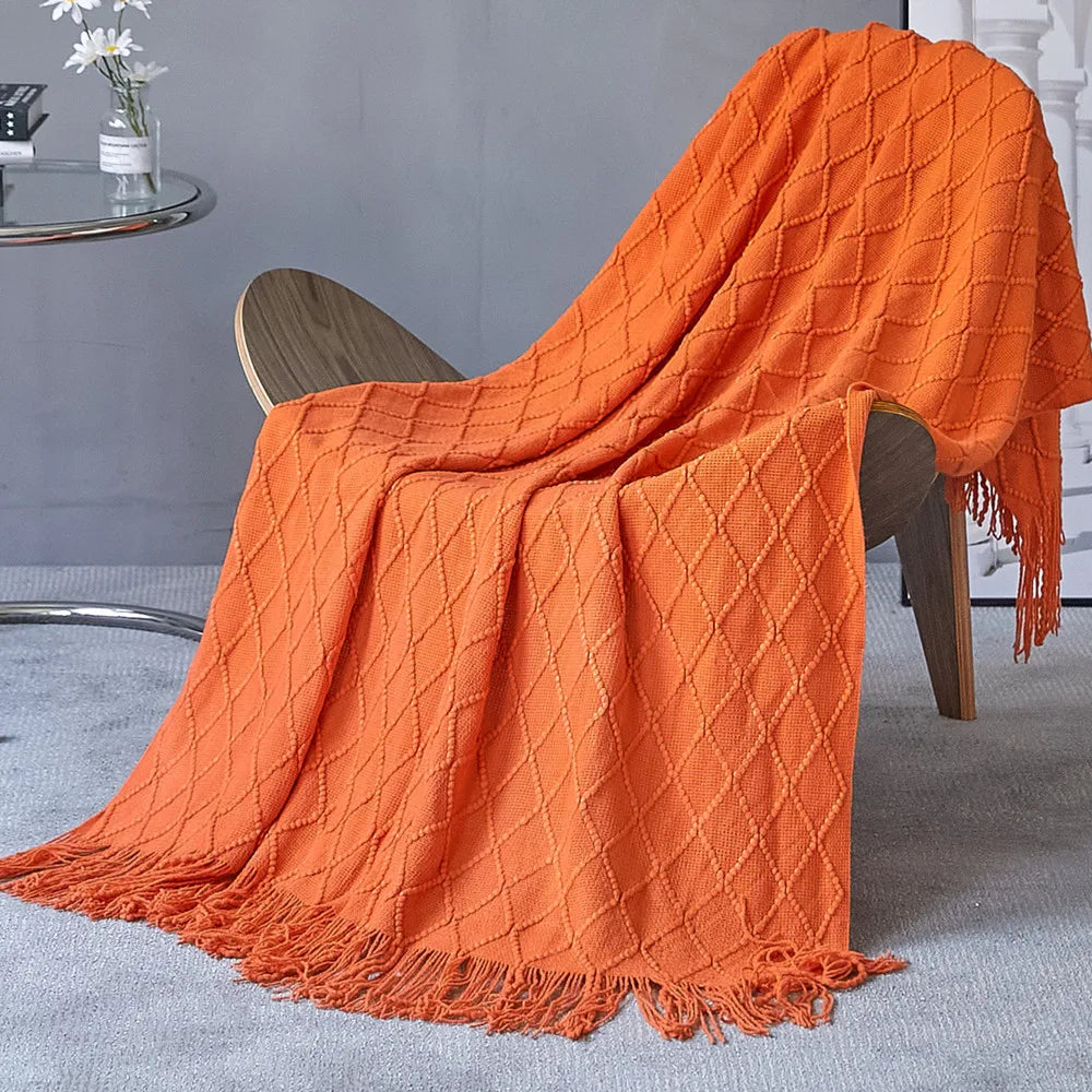 Throw Blanket for Couch Soft Living Room Home Decor Knitted Twin Size Outdoor Lightweight Breathable Summer Warm Woven - Happy Home Retreat