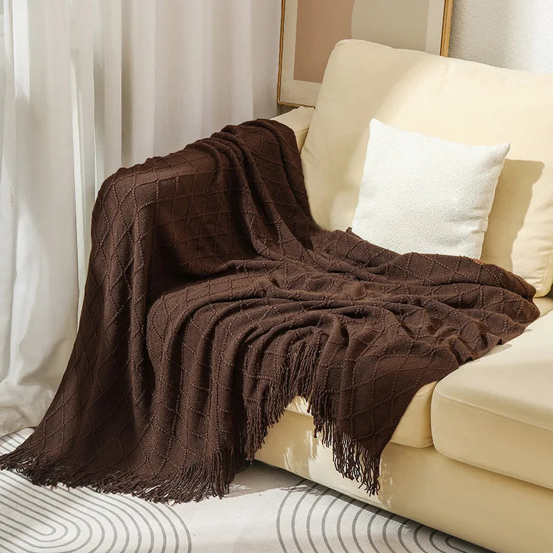 Throw Blanket for Couch Soft Living Room Home Decor Knitted Twin Size Outdoor Lightweight Breathable Summer Warm Woven - Happy Home Retreat