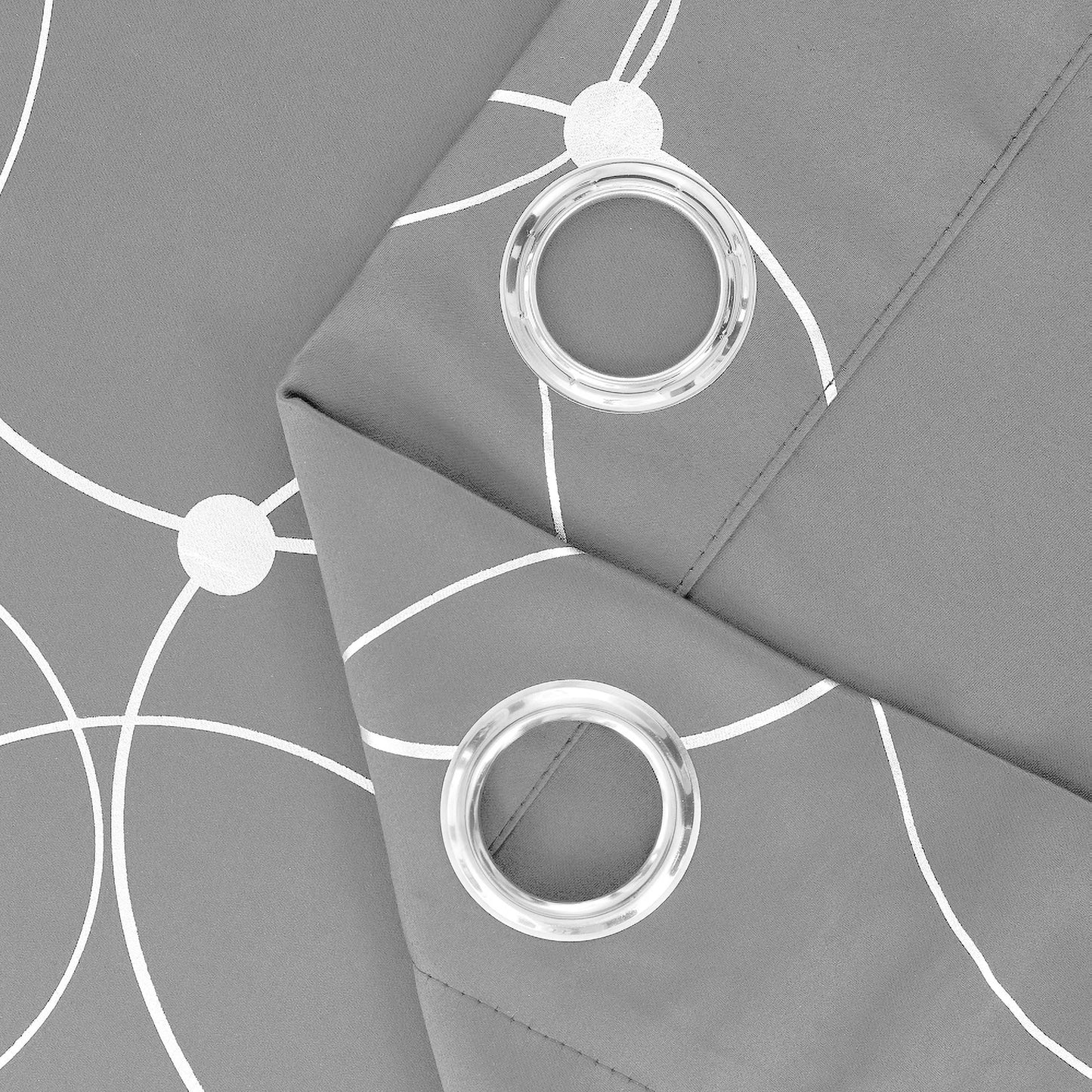 4PCS Blackout Curtains Grommet Thermal Insulated Room Darkening with Circle and Dots Foil Printed for Bedroom - Happy Home Retreat