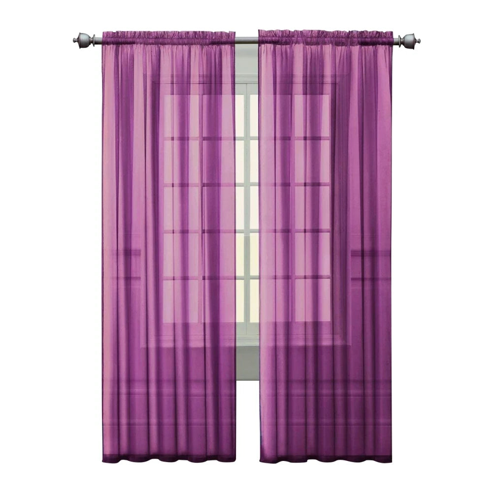 1 Panel Faux Linen Textured Lilac Semi Sheer Curtains for Living Room Kids Room Bedroom Light Filtering Voile Curtain - Happy Home Retreat