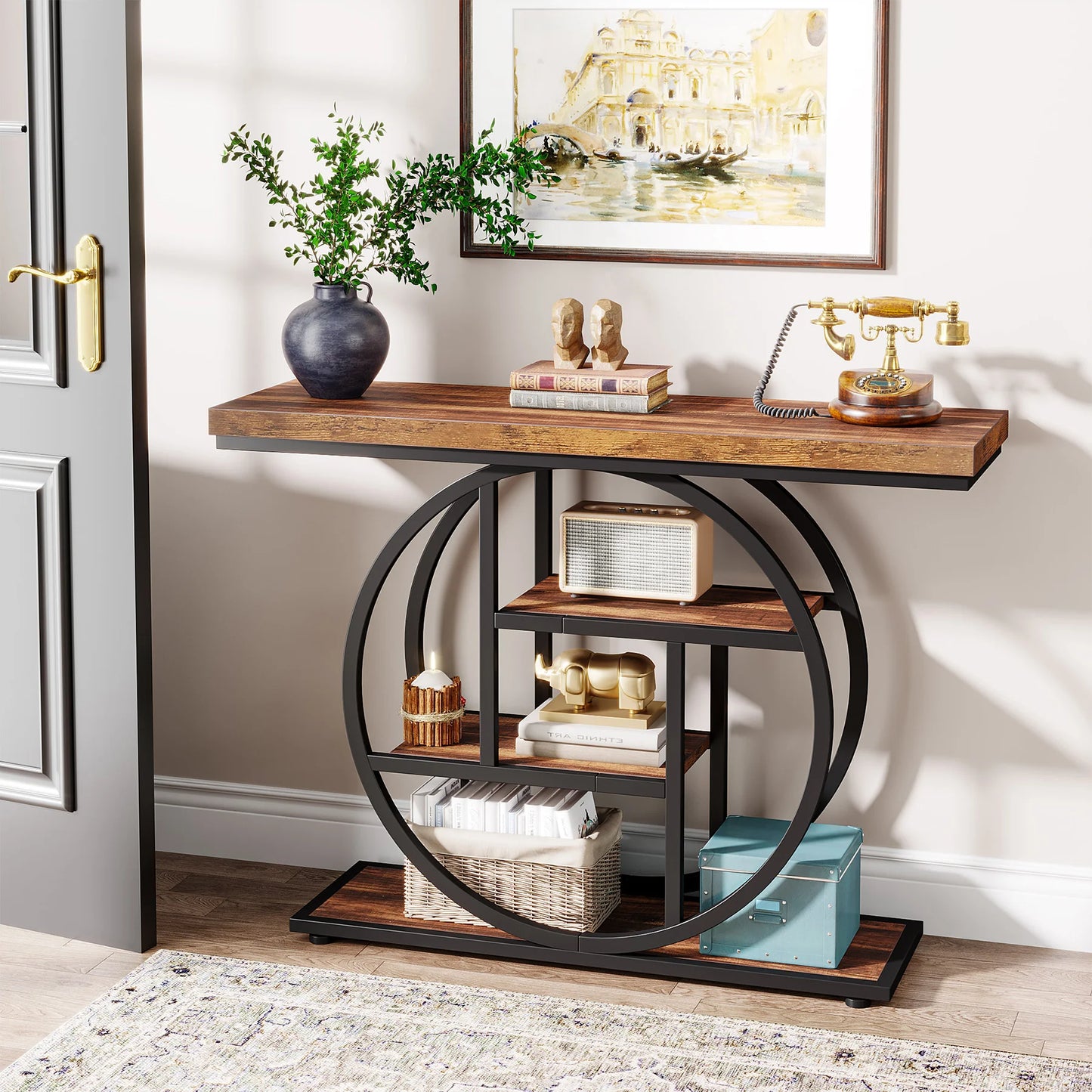 Tribesigns 4 Tier Console Table 41.3 Inch Industrial Hallway - Happy Home Retreat