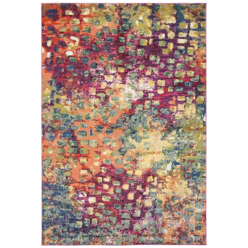 Abstract Polka Dots Area Rug Modern Machine Loomed Low Pile Indoor Carpet Living Room Bedroom Dining Room Home Decor - Happy Home Retreat