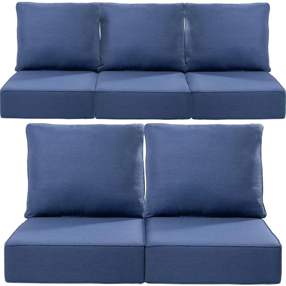24x24x6 Outdoor Seat Cushions Set of 5 Water Resistant Zippered Pillows for Wicker Metal Dining Rocking Swivel Chairs - Happy Home Retreat