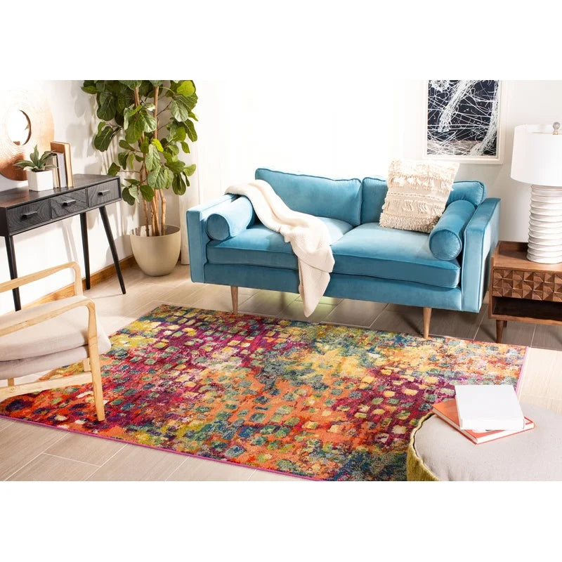 Abstract Polka Dots Area Rug Modern Machine Loomed Low Pile Indoor Carpet Living Room Bedroom Dining Room Home Decor - Happy Home Retreat