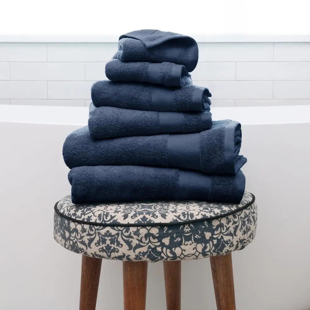6 Piece Cotton Bath Towel Set Luxury Soft Fade Resistant Low Lint Machine Washable Hotel Quality Towels - Happy Home Retreat