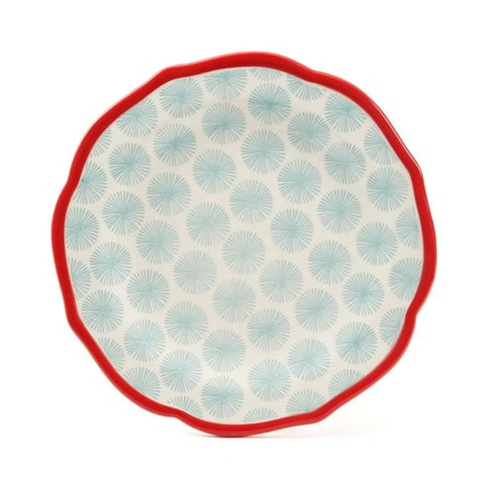 12 Piece Scalloped Dinnerware Set Microwave Safe Red Stoneware Plates and Bowls Ideal for Family Gatherings and Kitchen Essentials - Happy Home Retreat