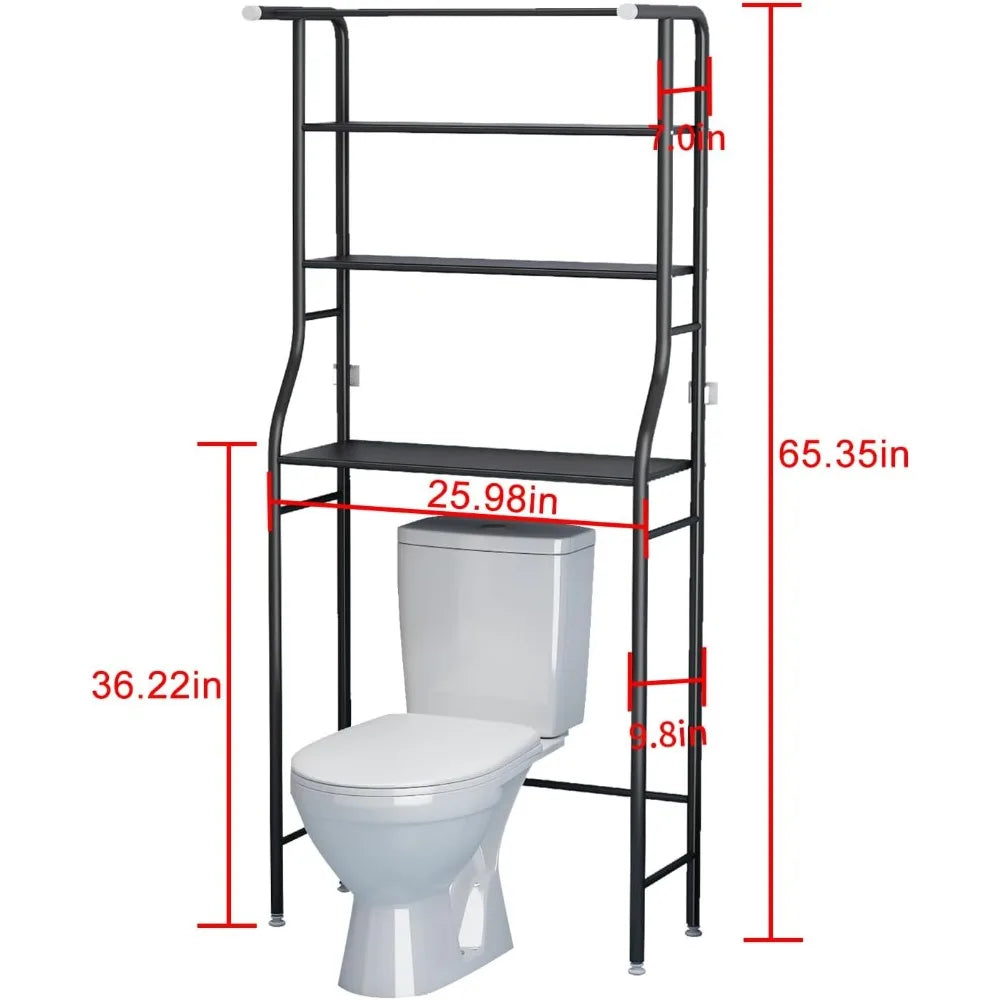 3-Tier Over The Toilet Rack,Bathroom Shelf Space Saver,Corner Stand Storage Organizer Accessories,The Washing Machine,with Hang - Happy Home Retreat