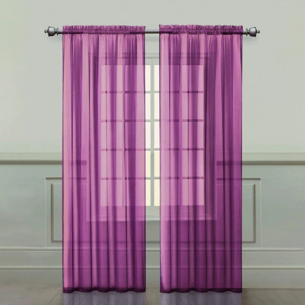 1 Panel Faux Linen Textured Lilac Semi Sheer Curtains for Living Room Kids Room Bedroom Light Filtering Voile Curtain - Happy Home Retreat