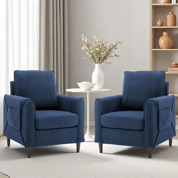 Accent Chair Arm Chair for Living Room Mid Century Modern Upholstered Reading Chair Comfy Club Chair with Side Pockets - Happy Home Retreat
