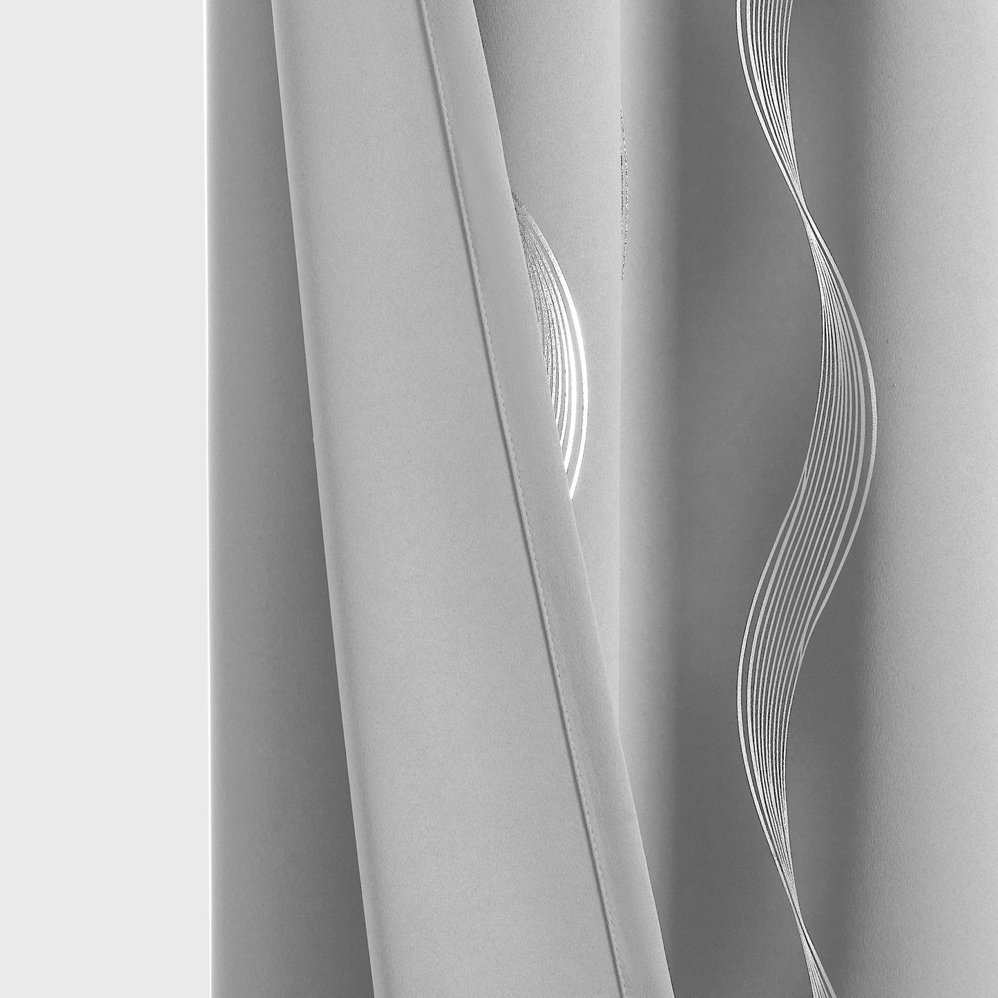 4 Pcs Blackout Curtains Grommet Thermal Insulated Room Darkening Wave Foil Printed For Bedroom - Happy Home Retreat