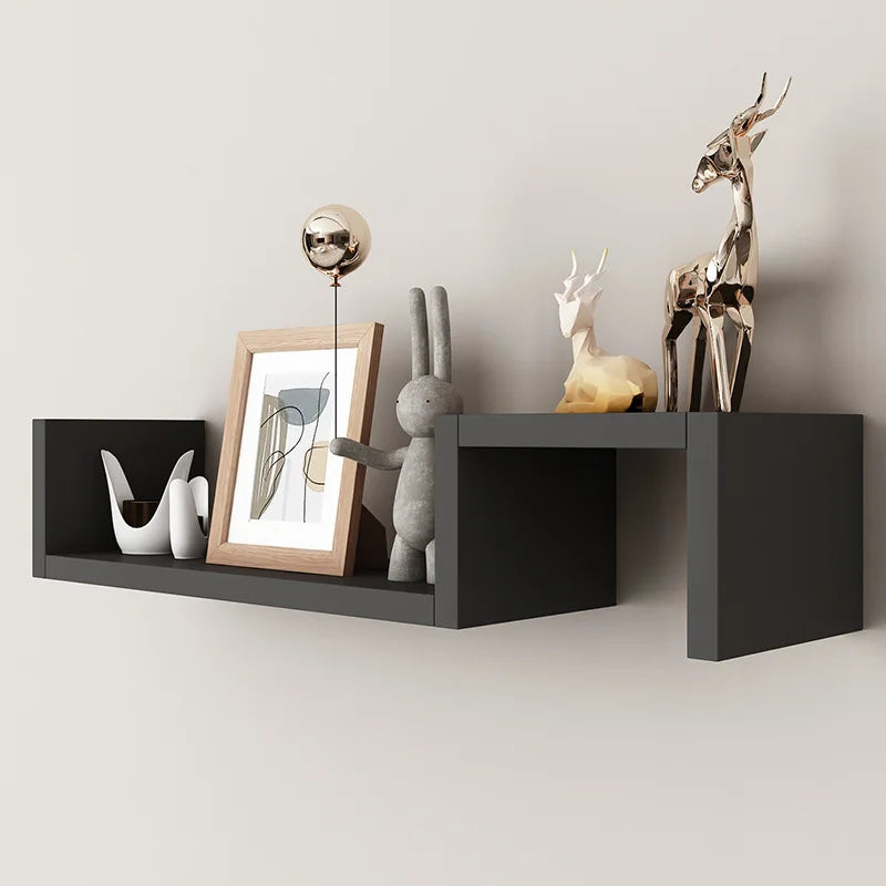 2 PCS Floating Wall Shelf Partition Strong Load Bearing Capacity Simple Installation Eco Friendly Wood Storage Holders and Racks - Happy Home Retreat