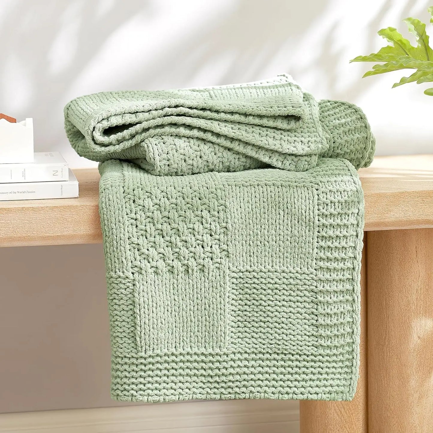 Home Knit Throw Blanket with Tassels for Couch Luxury Boho Throw Blanket Summer Sage Green 50x60 - Happy Home Retreat