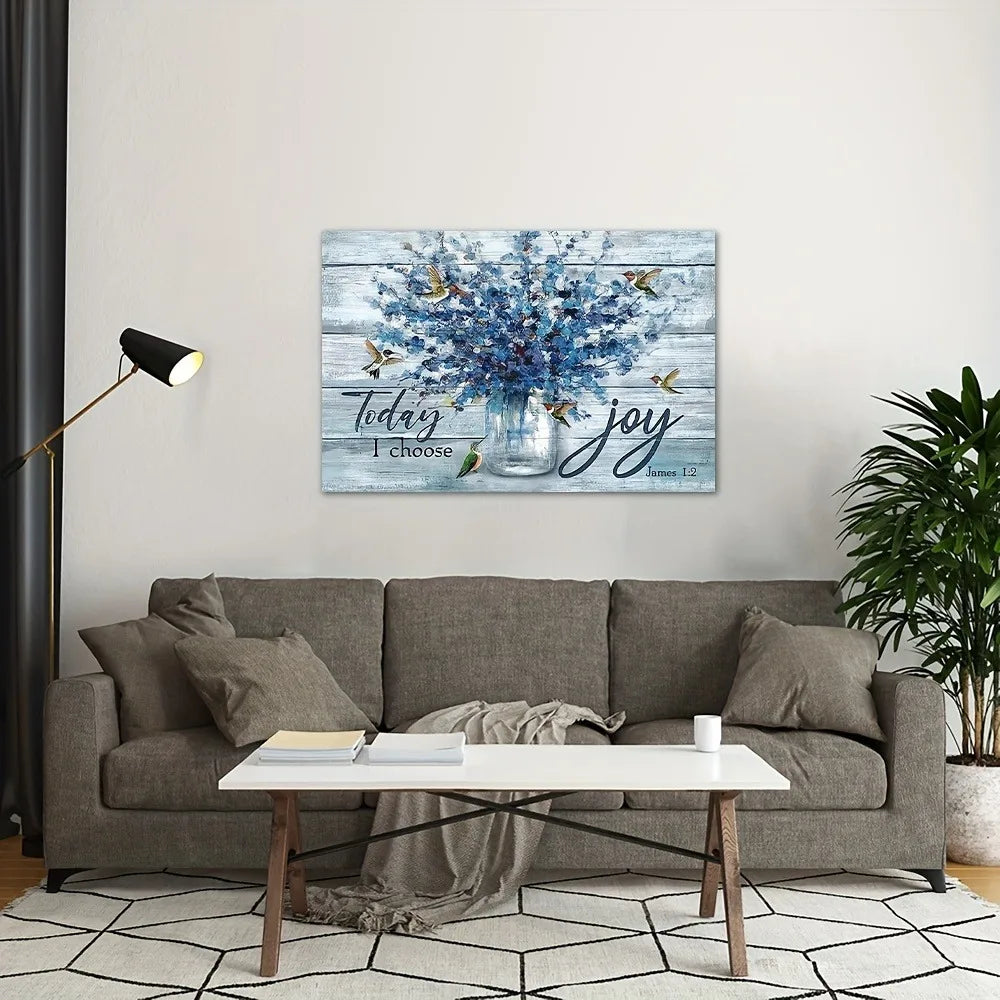 1.5 Inch Thickness Flower And Hummingbird Inspired Mural Painting For Interior Decoration - Happy Home Retreat