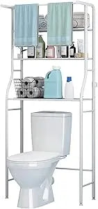 3-Tier Over The Toilet Rack,Bathroom Shelf Space Saver,Corner Stand Storage Organizer Accessories,The Washing Machine,with Hang - Happy Home Retreat