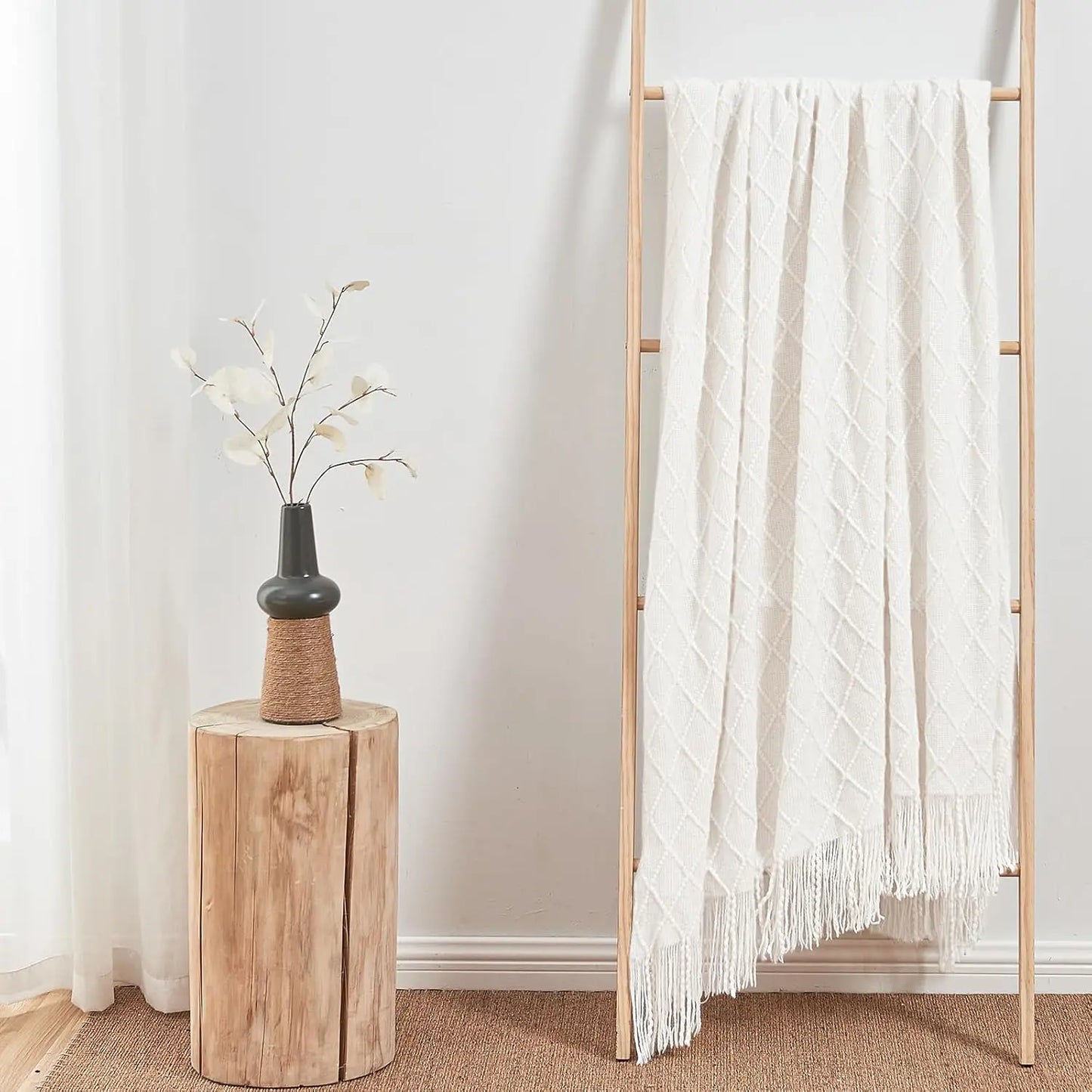 Throw Blanket for Couch Soft Living Room Home Decor Knitted Twin Size Outdoor Lightweight Breathable Summer Warm Woven - Happy Home Retreat