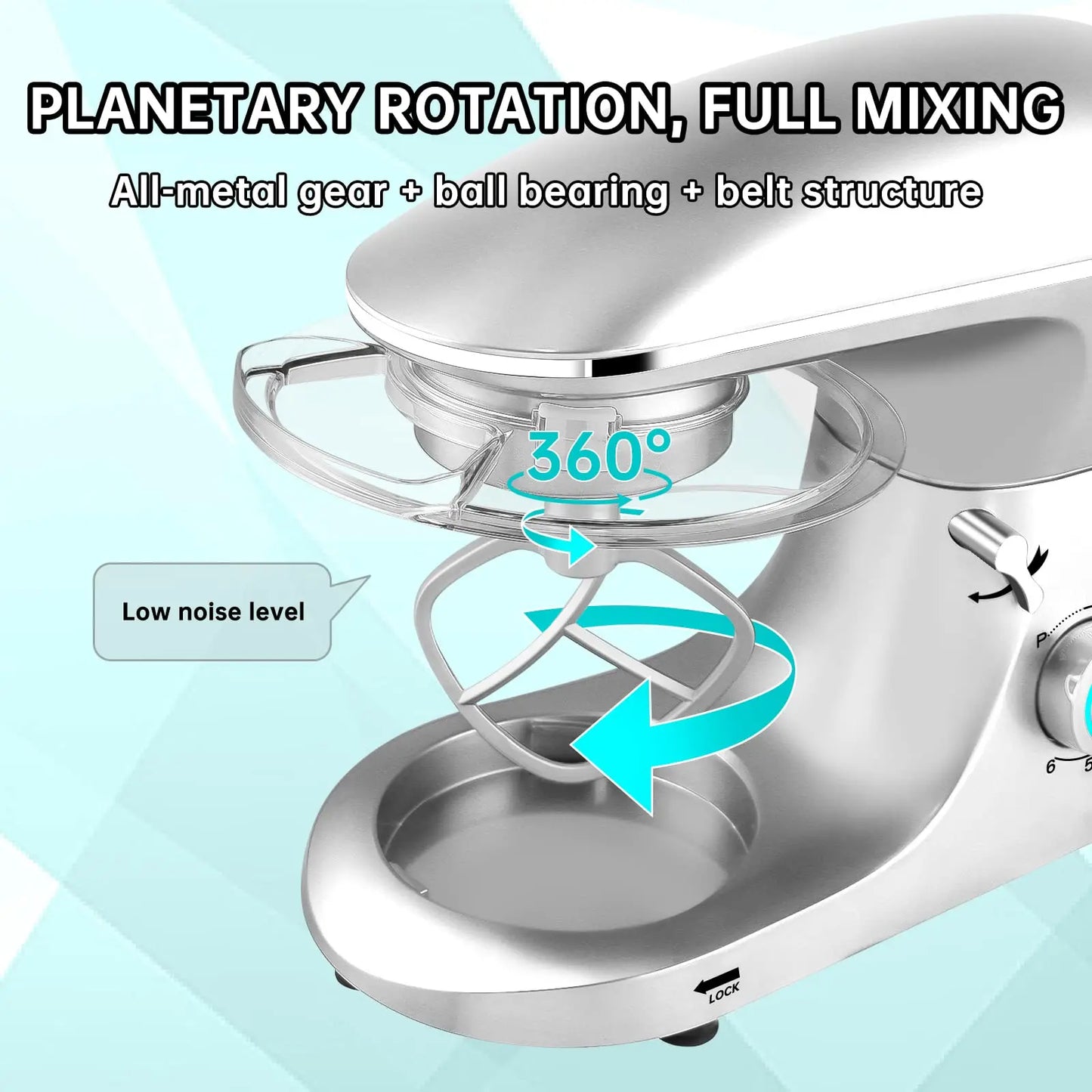 6Qt Electric Food Stand Mixer,660W,6-Speeds Tilt-Head Dough Mixers with Dishwasher-Safe Dough Hook & Wire Whip & Beater - Happy Home Retreat