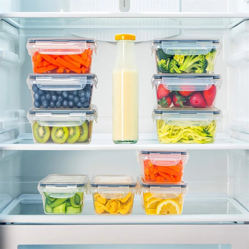 10 Pieces BPA-Free Reusable Square Kitchen Storage Containers Set 840ml Microwave Freezer Safe Dishwasher Friendly - Happy Home Retreat
