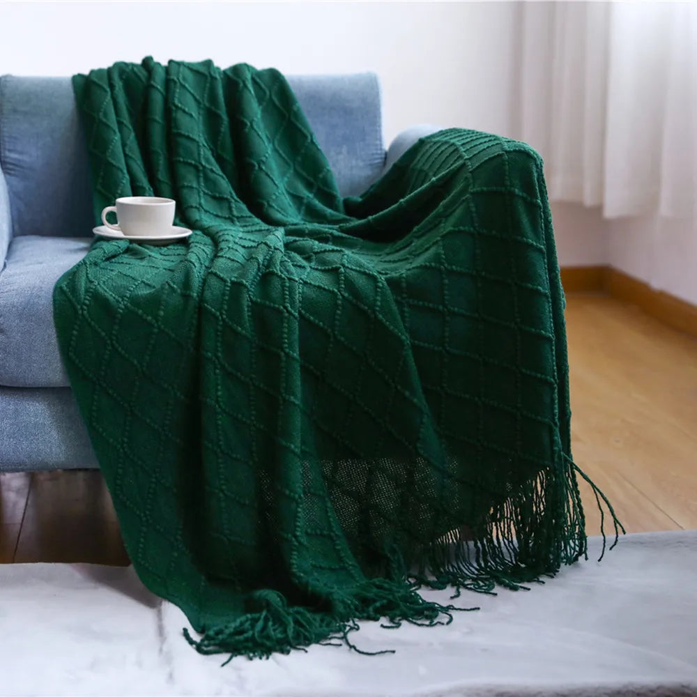 Throw Blanket for Couch Soft Living Room Home Decor Knitted Twin Size Outdoor Lightweight Breathable Summer Warm Woven - Happy Home Retreat
