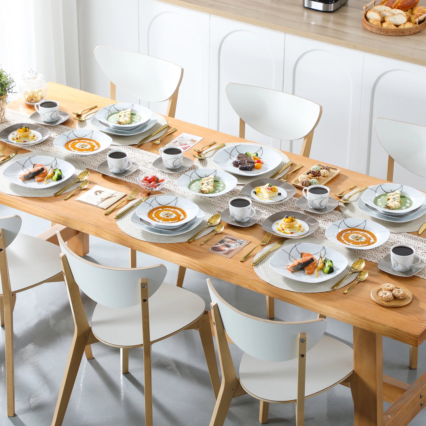 Veweet 30 Piece Dinner Plate Set With Dessert Plates - Happy Home Retreat