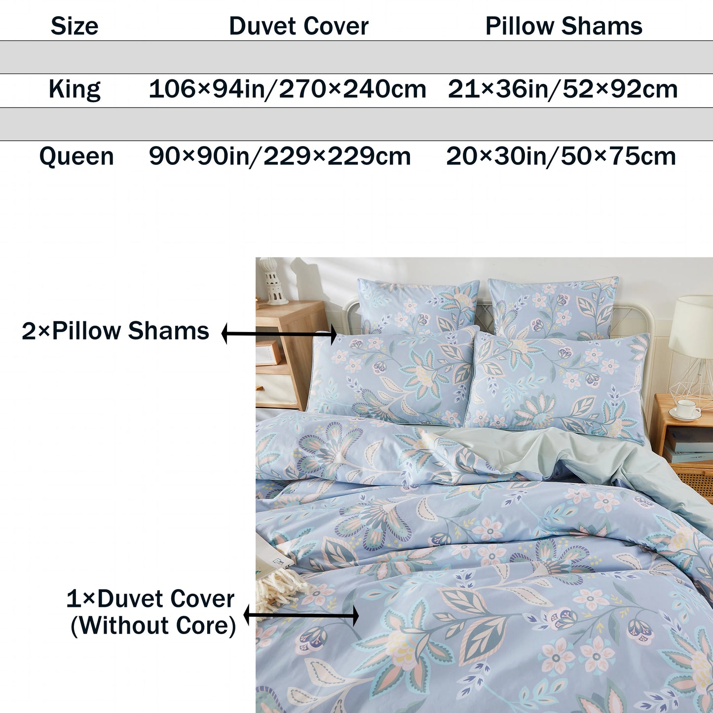 3pcs 600TC 100% Egyptian Cotton Duvet Cover Set, Luxury Boho Paisley Floral, Soft Skin-Friendly (No Inserts) - Happy Home Retreat