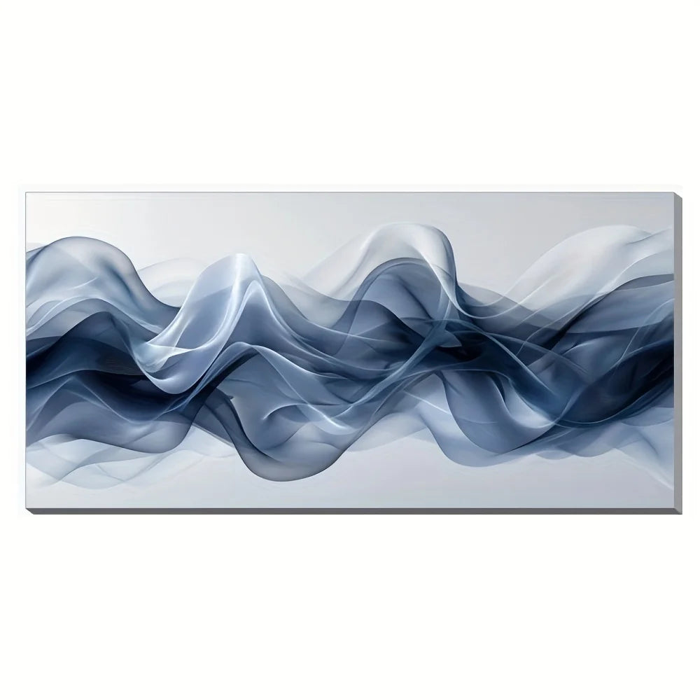 Art Deco Modern Abstract Wavy Canvas Wall Art Landscape Framed Painting Pine Solid Wood Frame 1.5 Inches Thick - Happy Home Retreat